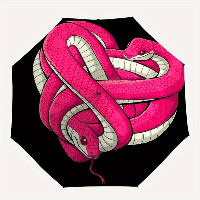 

1pc Pink Snake HeartAutomatic Folding Umbrella, Portable & Foldable Design with 8 Ribs, Casual Outdoor Accessory yy250804272