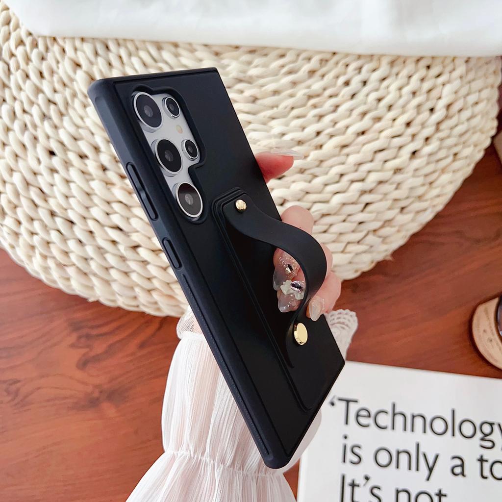 Suitable for Samsung S25ultra Mobile Phone Case S24 Bracket Mobile Phone Case S23 Wristband S22 Simple Silicone Men and Women