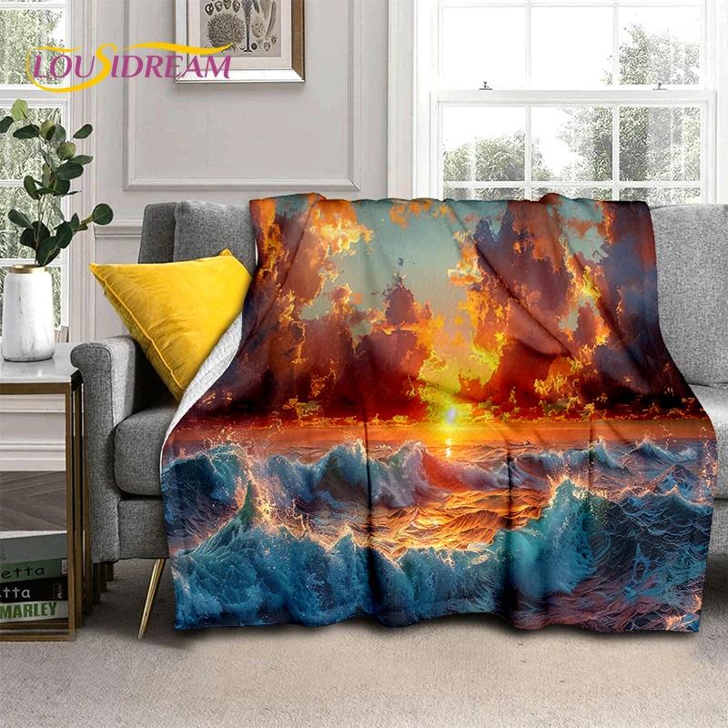 29 Style New Sea Water Beach Reef Nature Scenery 3D Blanket,Soft Throw Blanket for Home Bedroom Bed Sofa Travel Picnic Cover Kid