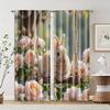 2 Pcs   Filtering Curtains (excluding Rods   Non-movable   Without Batteries) Rabbit On the Swing for Use In Bedrooms and Living