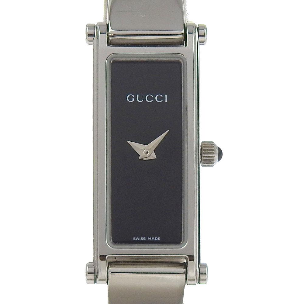 

GUCCI Bangle watch Watches 1500L blackDial Stainless Steel Quartz Analog display Women Used