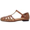 Baotou hollow sandals summer retro Roman shoes buckle strap flats