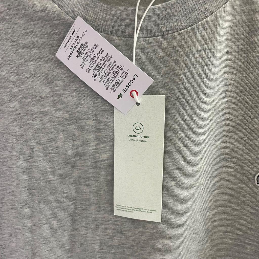 Used [New and unused] [Box/with tags] LACOSTE Outline Clock Crew Neck T-Shirt Heavy Weight Short Sleeve T-Shirt TH5582-99 Gray CCA / Silver Gray 100%