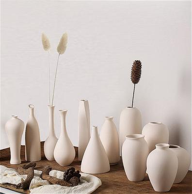 Unglazed Ceramic Vase Nordic Minimalist, Creative DIY Pottery for Home Decor, White Bisque Flower Holder Photo Prop