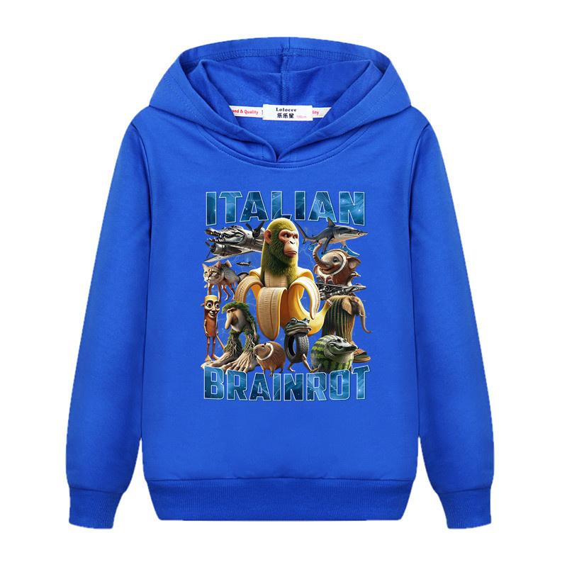 Haijian02 Italian Brainrot Shimpanzinni Bananini Hoodie for Boys Spring and Autumn Cotton Jacket Kids Sweatshirt 130