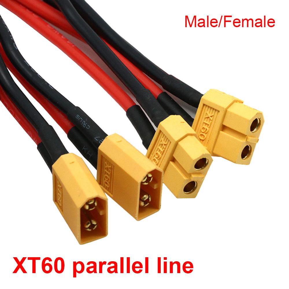 3-Way 14AWG Silicone Wire XT60 Parallel Battery Connector 10CM Male Female Cable Dual Extension Y Splitter For RC Motor Toys