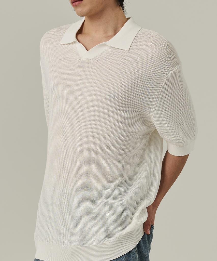 ANALOG MOOD Neff Open Collar Short Sleeve Knit (Ivory)