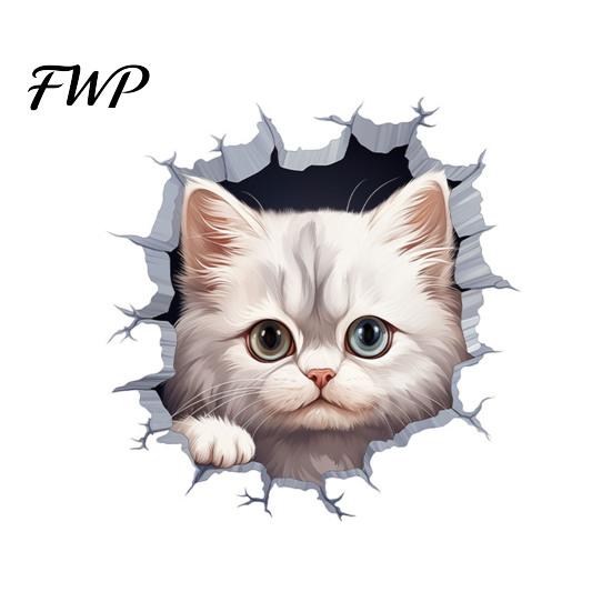 Peel Stick Toilet Decal Broken Wall Cat Sticker, And Decor Easy Application Window Sticker Decal, Removable Waterproof PVC Lid for Bathroom