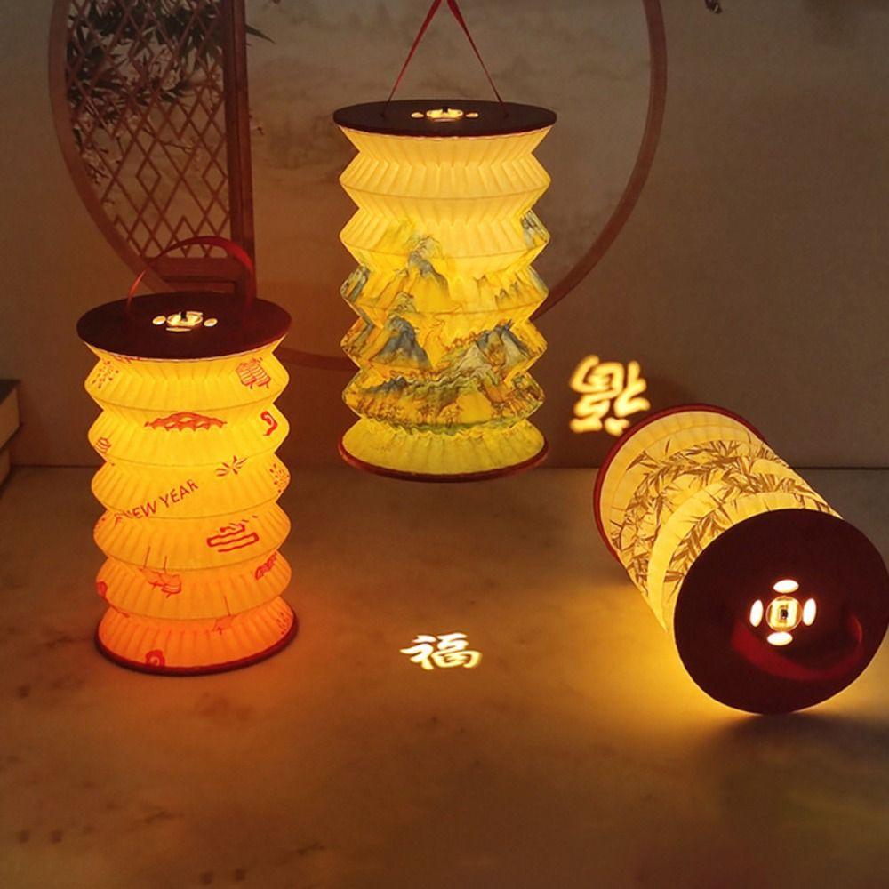 Hanging Chinese Paper Lantern Projected Handheld Lanterns Decorative Flower Lamp  Spring Festival