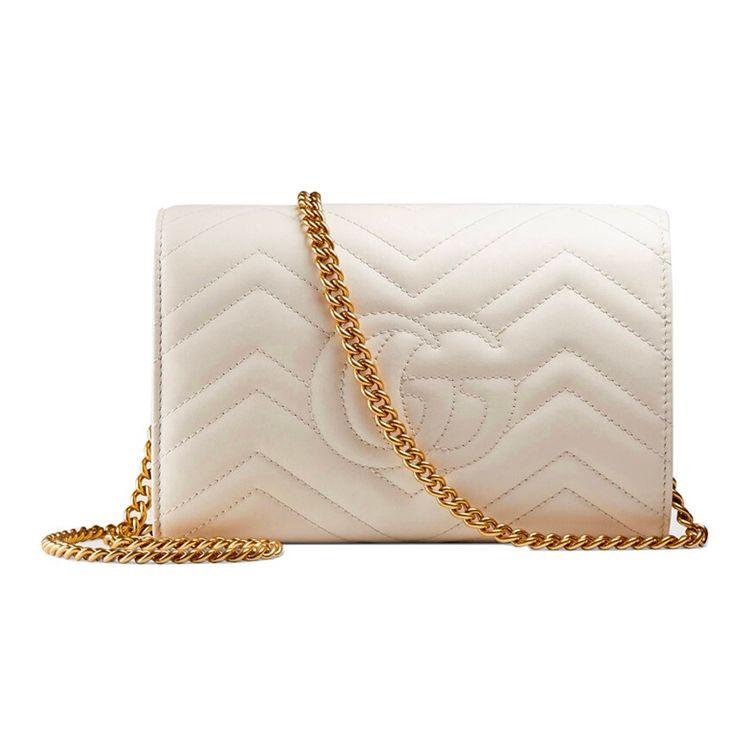 Gucci GG Marmont Vintage Logo Quilted Leather Shoulder Bag Women Shoulder Bag White 474575-DTD1T-9022