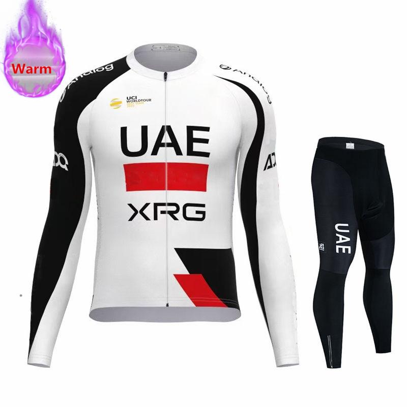 2026 UAE Team Winterfleece Langarm 2026 Winter Samt Warm Radsportbekleidung Anzug Set Fahrradkleidung Tragen Ropa Ciclismo Rennrad Trikot Anzug