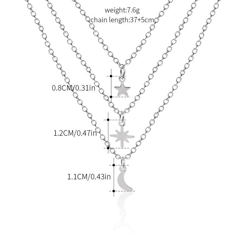 Star Necklace New Alloy Jewelry Pendant Moon Multilayer Stacking Women's High Sensibility Necklace