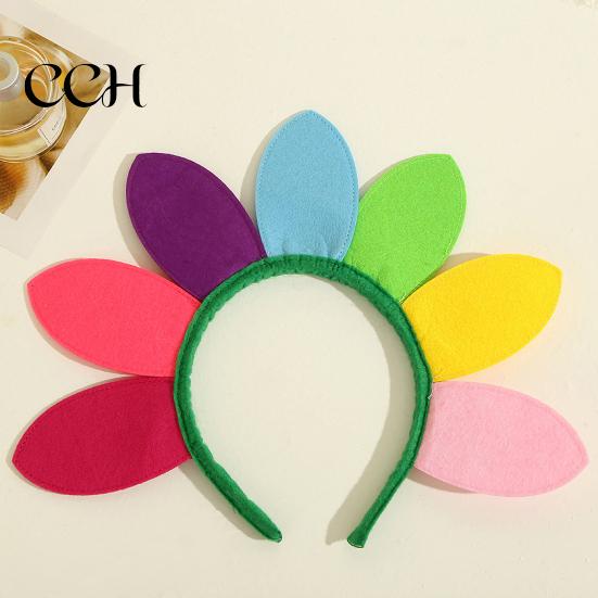 Colorful Sun Flower Decor Headband Elastic Design Kids Versatile Headwear Hairband Christmas Makeup Daily Party Hair Accessories Boy Themed