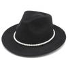 European and American new pearl accessories suede top hat western cowboy hat fashion versatile big brim sunshade jazz hat