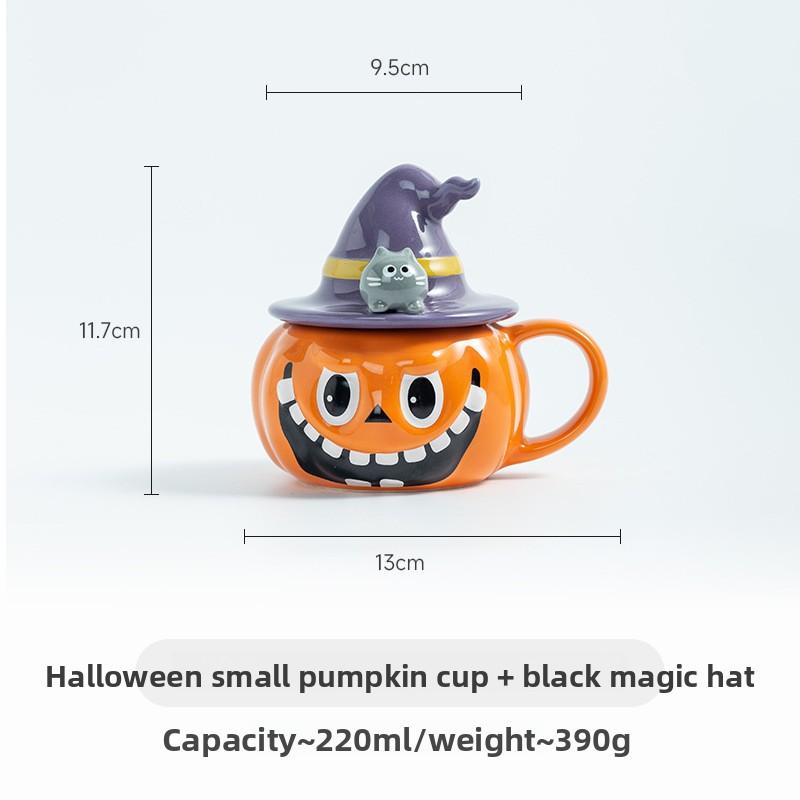 

Creative Pumpkin Ghost Ceramic Mug Halloween Couple Cup with Lid Funny Coffee Cup for Office 201-300ml