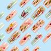 Square Press On Nails Flower Fake Nails Stick On Nails In 12 Sizes 24 Pcs French Nails Tips for DIY Nail Art Decorations