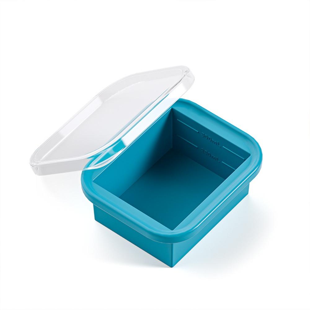 

Large Size Silicone Freezing Tray With Plastic Lid Freezer Container Food Storage Single Cell