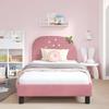 Children s Bed Frame with Headboard Pink 90 x 190 cm Velvet