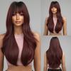 Synthetic Long Curly Highlight Wigs With Bangs Mixed Chocolate Brown Golden Blonde Hair Wigs for Black Women Afro Heat Resistant
