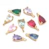 10PCS 4x6MM High Quality Champagne Gold Color Brass and Glass Drop Shape Charms Pendants Jewelry Earrings Findings Accessories