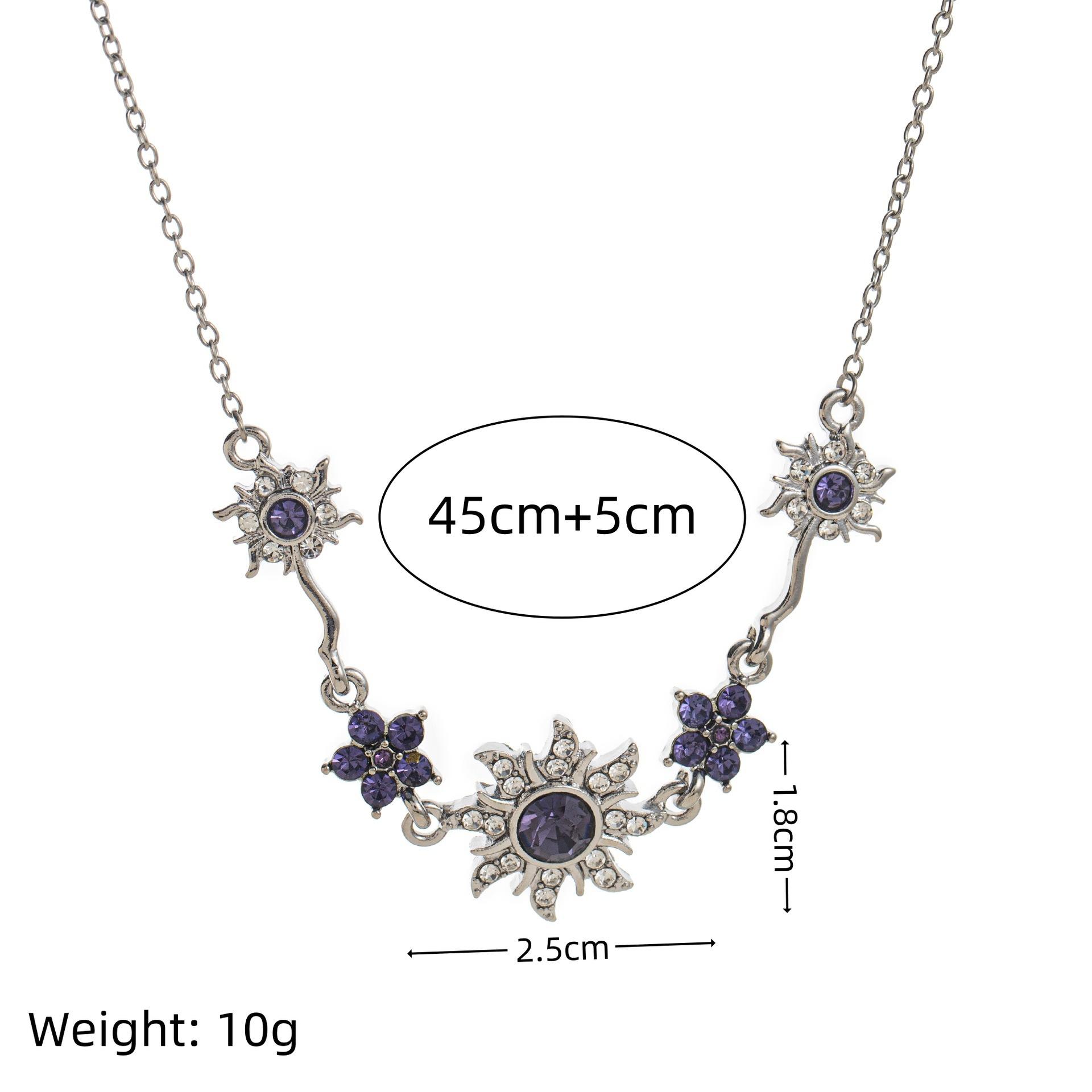 Fresh And Sweet Copper-Plated Real Gold Purple Sunflower Princess Niche Light Luxury Women S Necklace