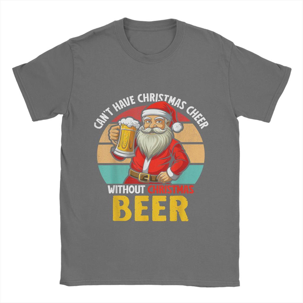 Men Christmas and beer T Shirt  100% Cotton Tops Creative Short Sleeve Crew Neck Tee Shirt Graphic Printed T-Shirts