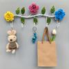Festive Rose Hook Wall Decor Metal, Painted, Adjustable, Wall-Mounted Clothes Hook Set