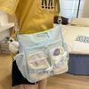 New Contrasting Color Literary and Artistic Female Student Tutoring Bag, Cute One-shoulder Messenger Bag for Junior High School Students