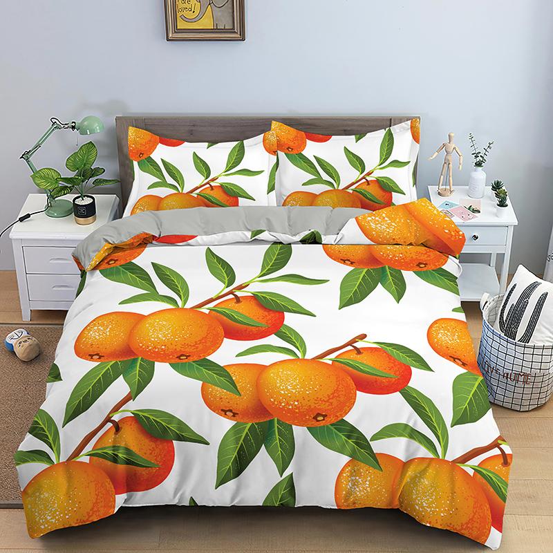 Fruit Raspberry Duvet Cover King Queen Double Size 3D Grapefruit Blueberry Print Soft Bedding Set 2/3pcs Polyester Quilt Cover