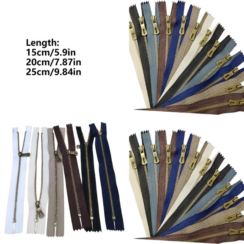 12Pcs Heavy Duty Metal Zippers for Sewing Craft Tailoring Closed-end Zips Fastener Sewing Zippers for Clothing Repair