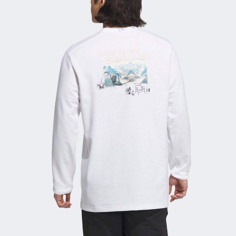 Adidas Letter Logo Print Round Neck Long Sleeve T-Shirt Men Tops White IT8845