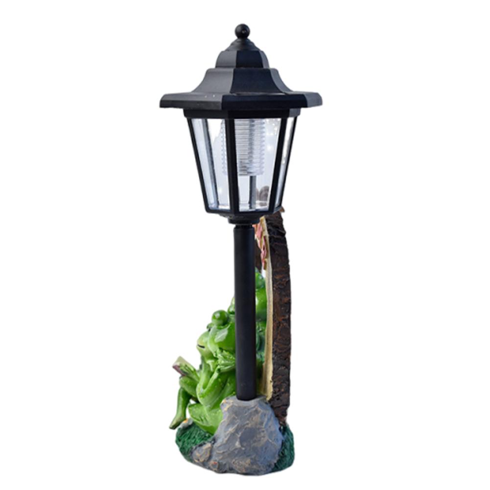 Solar Garden Statues Frog Garden Statue Resin Garden Family Frog Statue Frog Sculpture for Lawn Ornaments Patio Yard Decorations