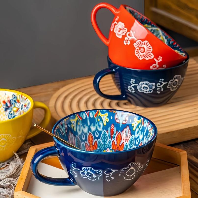 Bohemian Morning Tea Mug, 13.5 oz Ceramic Coffee Mug for Family Colleagues Teachers Wives Husbands Sisters Brothers Funny