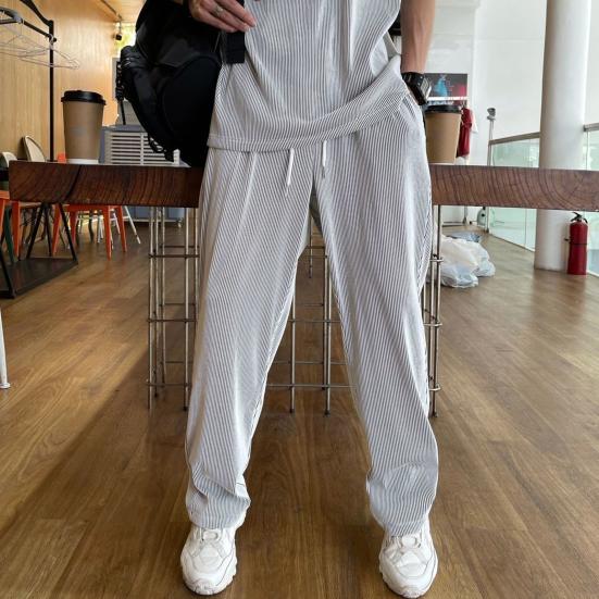 1 Set Top Pants Solid Color Loose Summer Crew Neck Draping Outfit