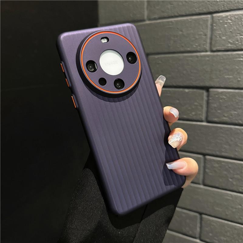 For Huawei Mate 60 Pro Plus Corrugated Grain Plating Metallic Paint Anti fingerprint PC Shockproof Anti-Slip Back Cover Case Shell
