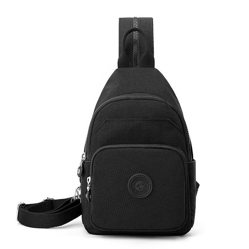 Женская большая вместительная нагрудная сумка, легкий водоотталкивающий нейлоновый дорожный рюкзак чёрный