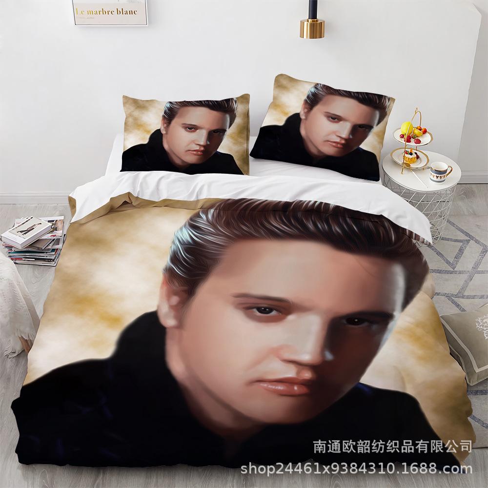 Größe 3D Digitaldruck Elvis Presley Heimtextil Quilt-Set Dreiteilig