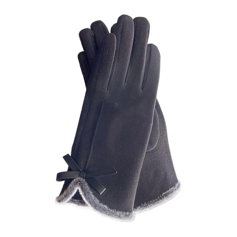 

Warmth Screen Touch Gloves For Women Girl Winter Warmth Plush Lined Windproof Polyester Hand Warmer for Outdoor Use чорний