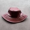 Vintage Pu Leather Bucket Hat With Wide Brim For Streetwear And Sun Protection