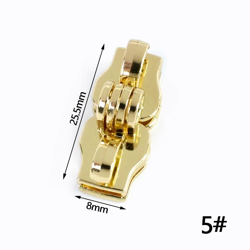 2/5/10Pairs 5# 8# 10# Lockable Nylon Zipper Sliders Double Hole Safety Zip Lock for Luggage Zips Puller Closure Repair Accessory