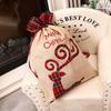 Burlap Plaid Edge Christmas Gift Bag with Drawstring, Children's Candy Bag & Embroidery Decoration Props