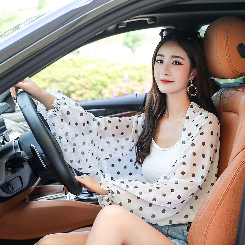 Cashew Print Chiffon Sunscreen Cardigan with Sleeves - Women's Summer Shawl Scarf