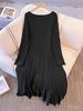 Plus Size Elegant Knit Dress for Women (130-300 Jin) - Embroidered Inlay with Large Hem, Perfect for Spring and Autumn