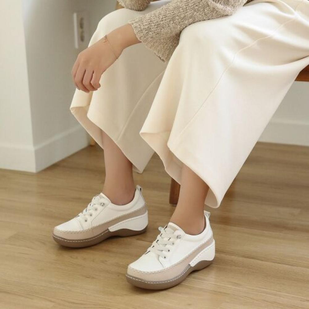 Jisyu Casual Leather Platform Sneakers 5cm