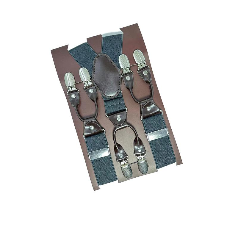 6 Clips Men'S Suspender Belt, Strap Thickened Elastic Belt, High-Quality Hardware Accessories