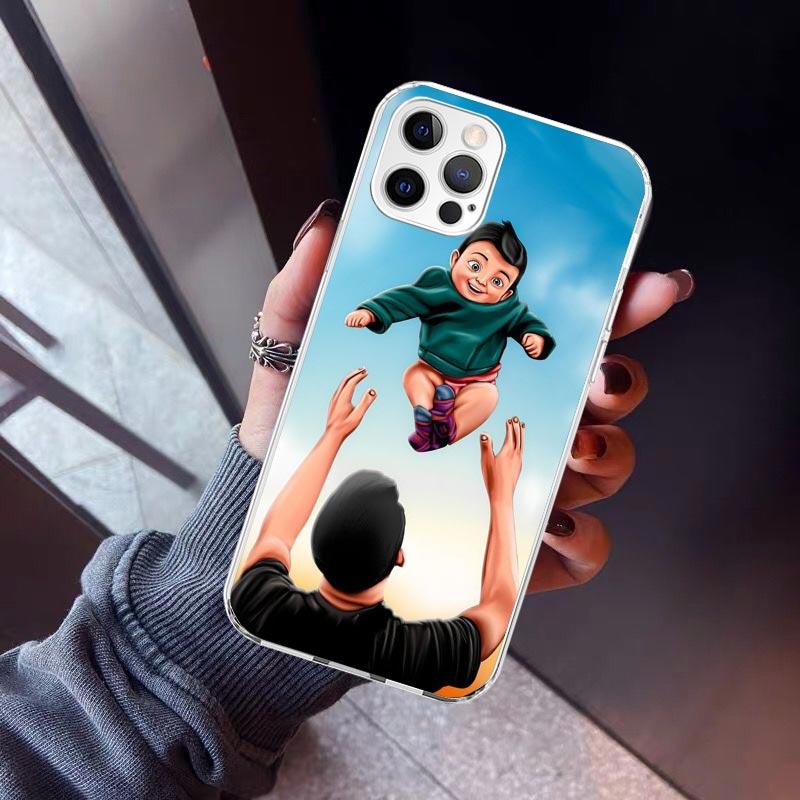 Dad And Baby Girl Boy Phone Case For iPhone 17 Air 11 13 Mini 14 15 Plus 16 12 Pro Max 16E SE 7 8 Pattern Soft TPU Back Cover 1