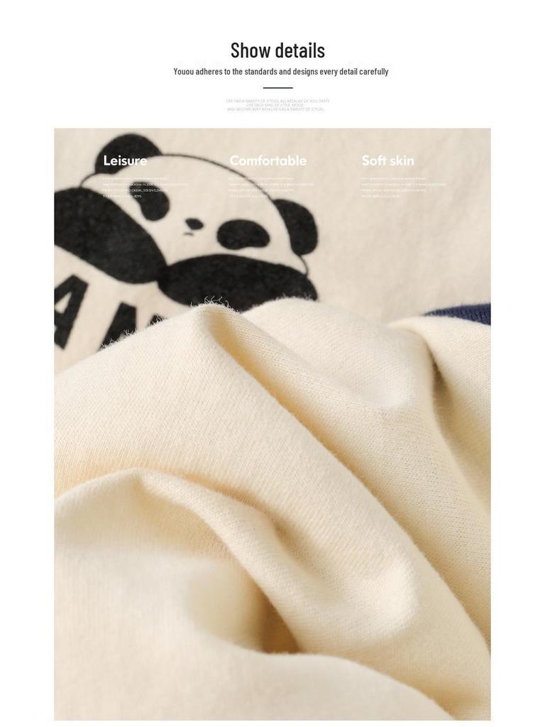 Right Europe Kids' Panda T-shirt: Antibacterial Spring/Autumn Base Layer for Infants & Children