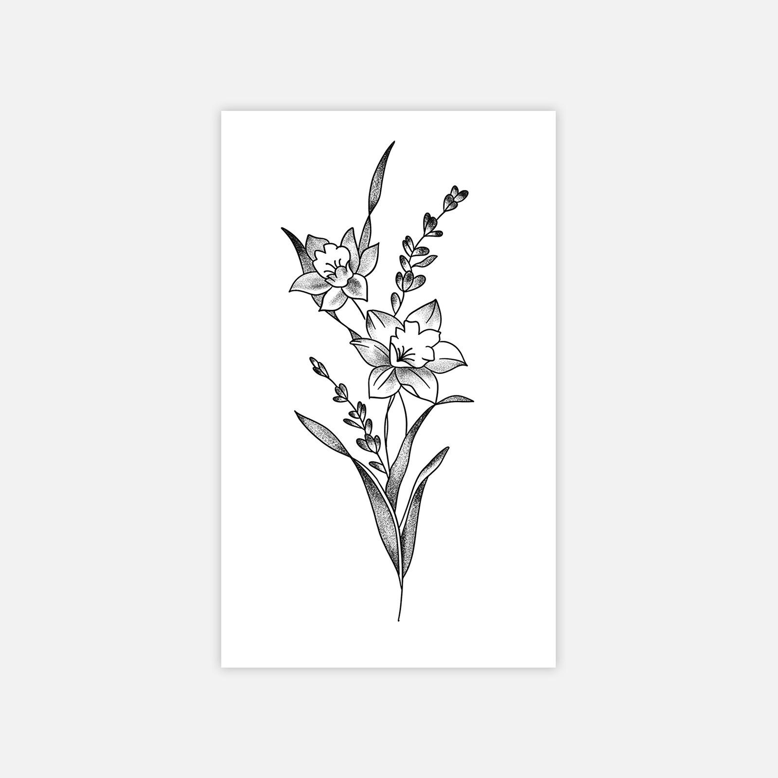 Bouquet Flower Tattoo Sticker High-End, Simple And Beautiful Small Fresh Tattoo Sticker 6*10