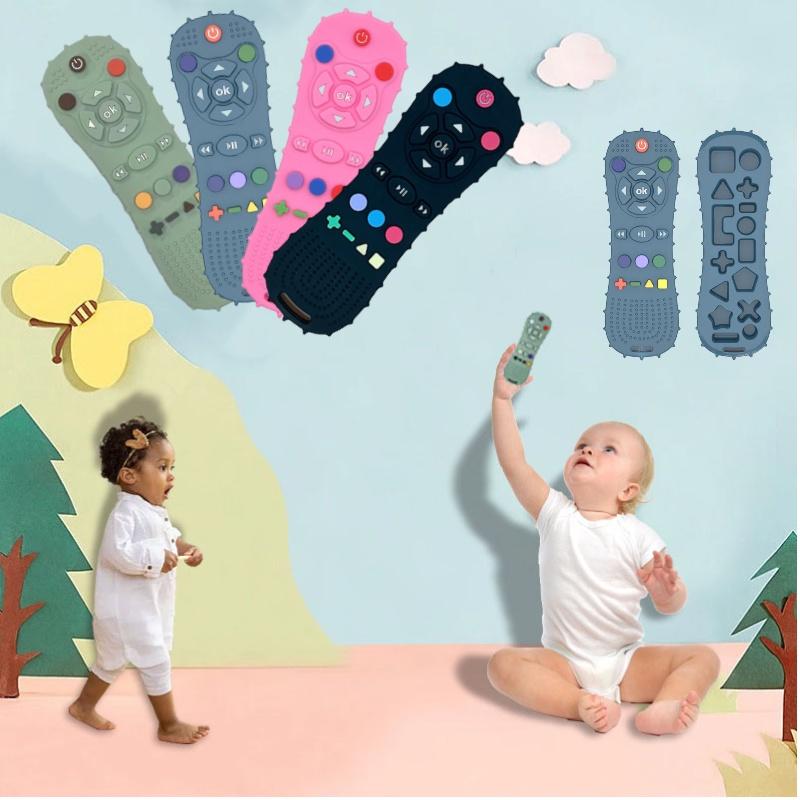 Infant Teething Toy With Colorful Buttons Soft And Chewy Food Grade Silicone 15*5cm