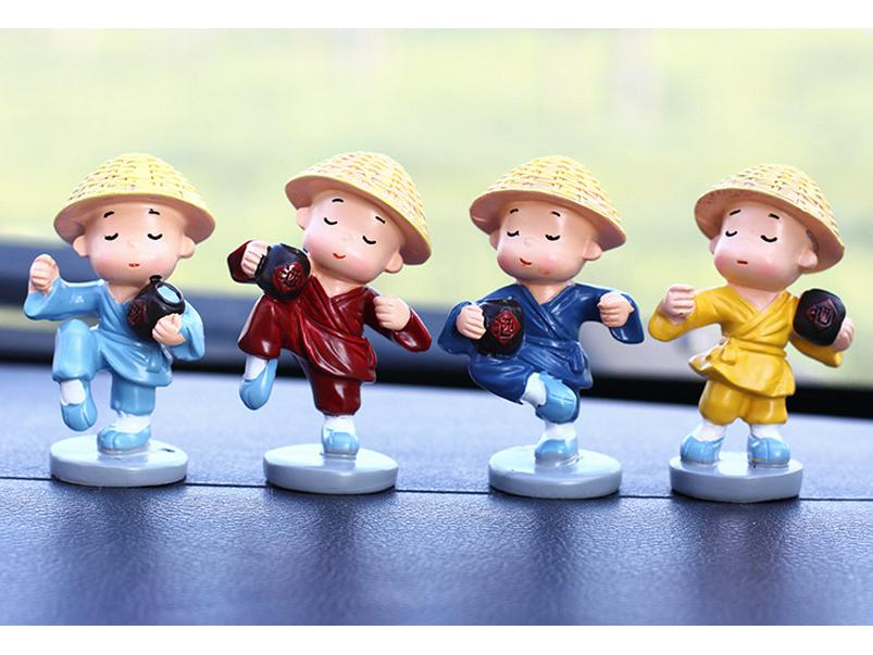 Creative Kung Fu Little Monk Car Air Freshener - Drunken Fist Decor, Set of 4 Monks